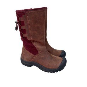 Keen Winthrop Leather Side Zip Insulated Winter Snow Boots 5379-MBRN Womens 7.5